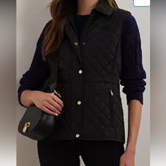 Lauren Ralph Lauren Women's quilted logo vest in dark green - Picture 11 of 11